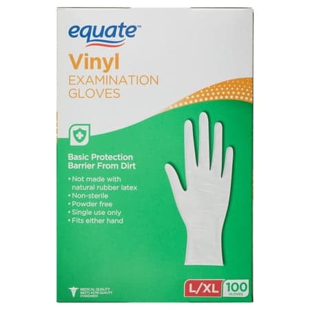 Picture of Equate Vinyl Examination Gloves, Large/X-Large, 100 Count
