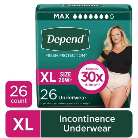 Picture of Depend Fresh Protection Incontinence Underwear for Women, Adult Diapers, XL, 26 Count