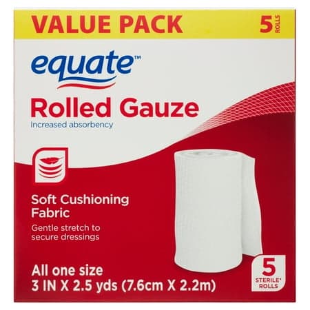 Picture of Equate Rolled Gauze, 3" x 2.5 yd, 5 Count