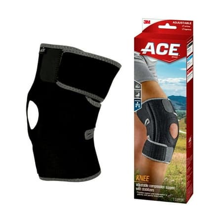 Picture of ACE Brand Adjustable Compression Knee Support with Stabilizers, Black/Gray – One Size