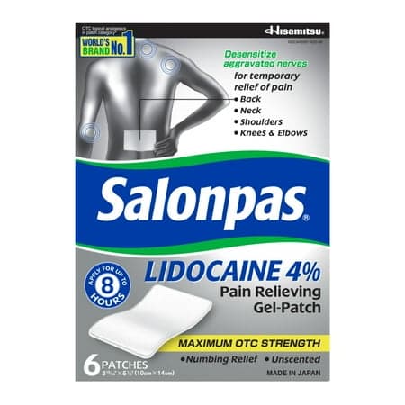 Picture of Salonpas Lidocaine Pain Relieving Gel-Patch with Maximum Strength Lidocaine, 6 Count