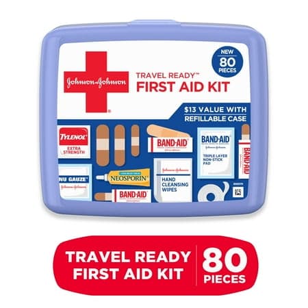 Picture of BAND-AID Brand Travel Ready Portable Emergency First Aid Kit, 80 Piece