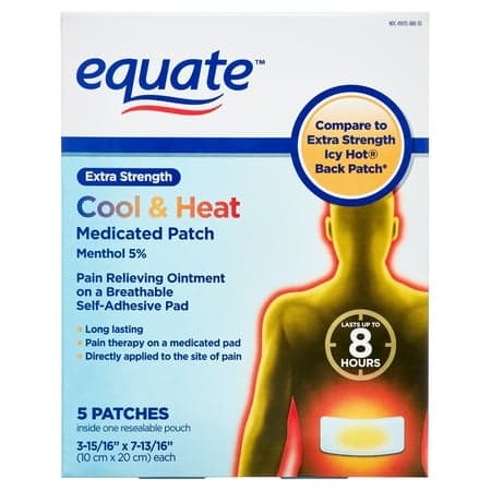 Picture of Equate Extra Strength Cool & Heat Medicated Patch 5% Menthol, 5 Count, Compare to Extra Strength Icy Hot® Back Patch