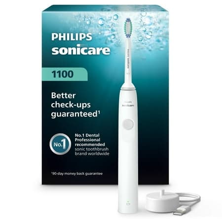 Picture of Philips Sonicare 1100 Series Electric Toothbrush - Sonic Toothbrush with Advanced Sonic Technology, Easystart, Smartimer & Quadpacer, White, Model HX3641/02