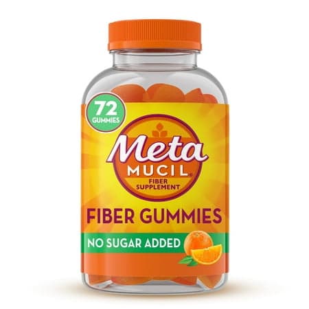 Picture of Metamucil Fiber Supplement, Sugar Free Fiber Gummies for Daily Digestive Health, Orange, 72 Count