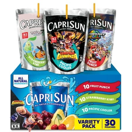 Picture of Capri Sun Fruit Punch, Strawberry Kiwi and Pacific Cooler Flavored Juice Drink Blend Variety Pack, 30 ct Box, 6 fl oz Pouches