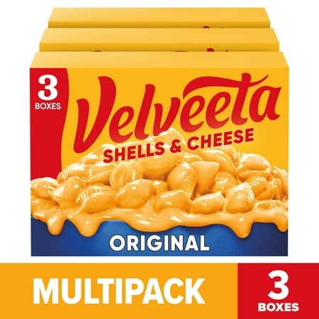 Picture of Velveeta Shells and Cheese Mac and Cheese, 3 Boxes, for Easy Dinner or Dinner Sides, Original Flavor, Made with Real Cheese, 12 oz