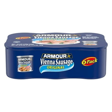 Picture of Armour Star Vienna Sausage, Original Flavor, 7g Protein Per Serving, 4.6 oz Can (Pack of 6)