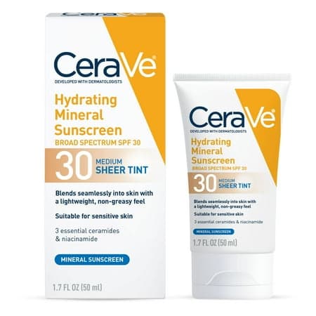 Picture of CeraVe Tinted Hydrating Mineral Sunscreen Lotion SPF 30 for Face with Sheer Tint