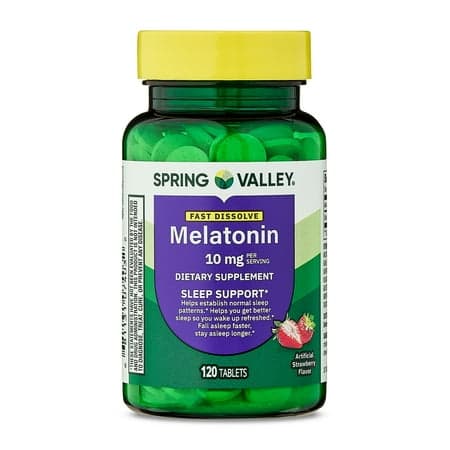 Picture of Spring Valley Melatonin Sleep Support Dietary Supplement Tablets, Strawberry, 10 mg, 120 Count