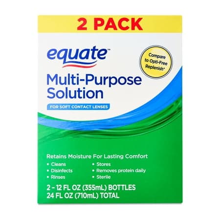 Picture of Equate Multi-Purpose Solution for Soft Contact Lenses, 24 fl oz (2x12 fl oz), Compare to Opti-Free Replenish
