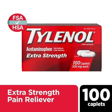Picture of Tylenol Extra Strength 500mg Acetaminophen Caplets, Value Size, 100 Ct