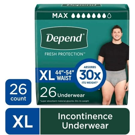 Picture of Depend Fresh Protection Incontinence Underwear for Men, Adult Diapers, XL, 26 Count