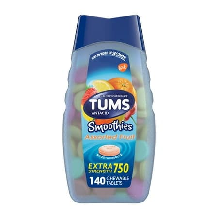 Picture of Tums Smoothies Extra Strength Heartburn Relief Chewable Antacid Tablets, Fruit, 140 Count