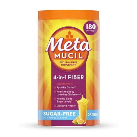 Picture of Metamucil Fiber Supplement, Sugar Free Fiber Powder for Digestive Health, Orange, 180 Servings