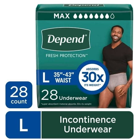 Picture of Depend Fresh Protection Incontinence Underwear for Men, Adult Diapers, L, 28 Count