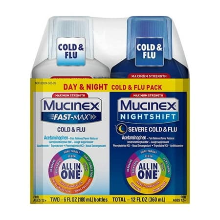 Picture of Mucinex Fast-Max Day & Night Cold & Flu Liquid, 12 oz., 2 ct.