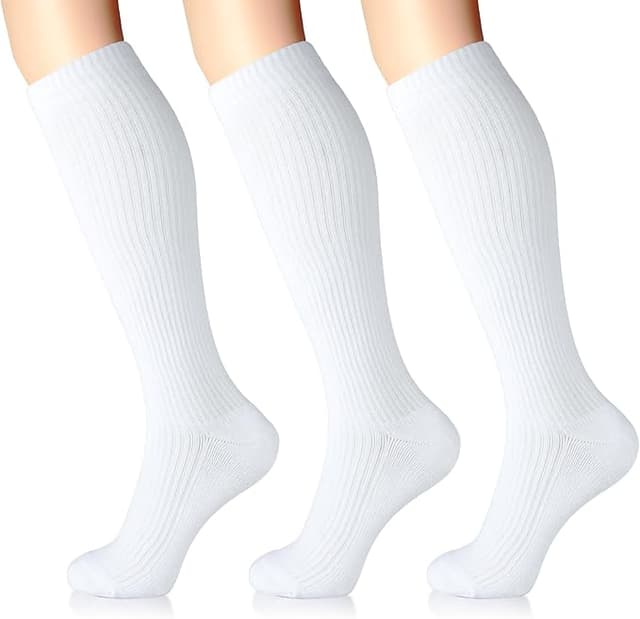 Picture of Compression Knee-High Socks, 15-20 mmHg, Men's White, Medium (Shoe Size 6-8), 1 pair