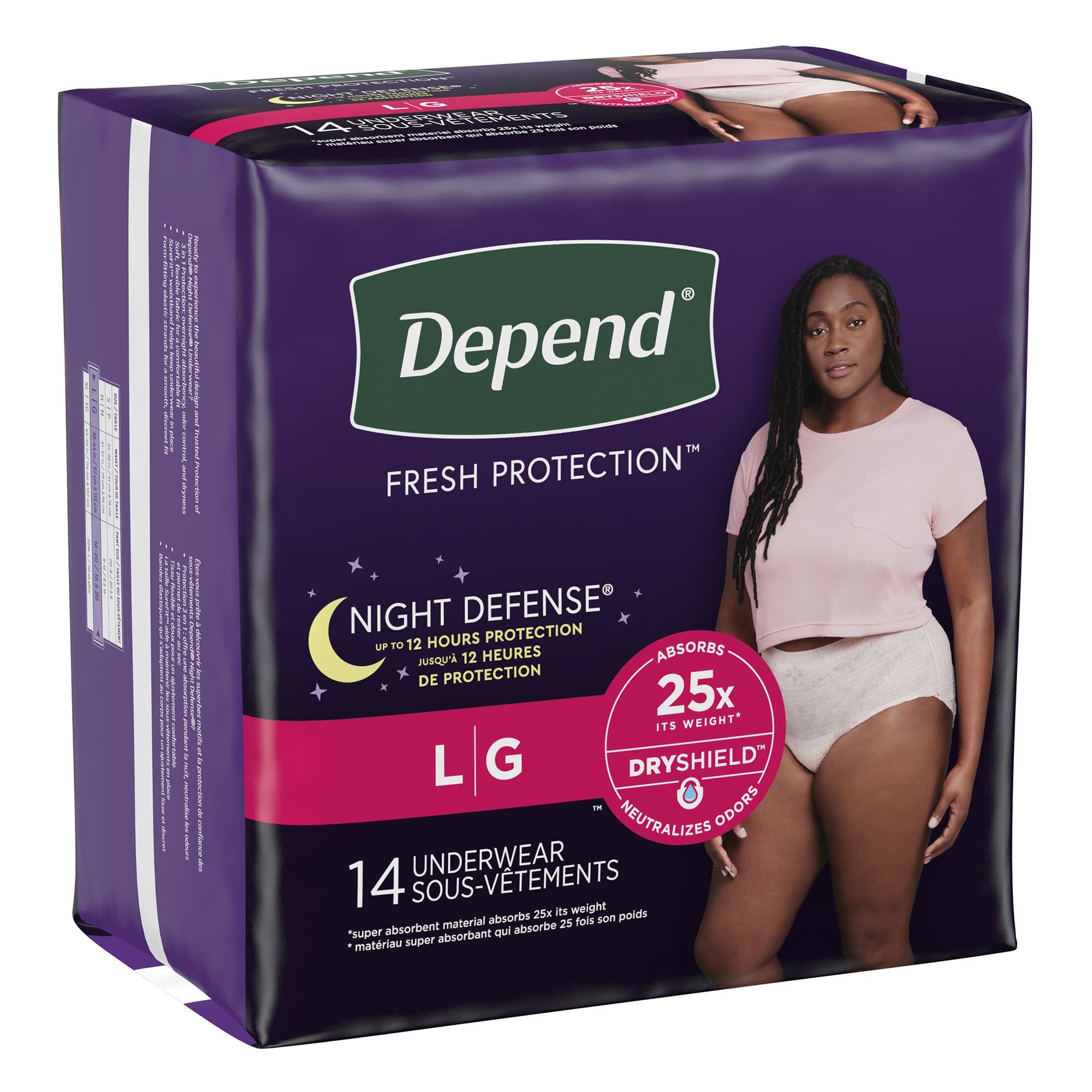 Picture of Depend Night Defense Women's Absorbent Underwear, Large