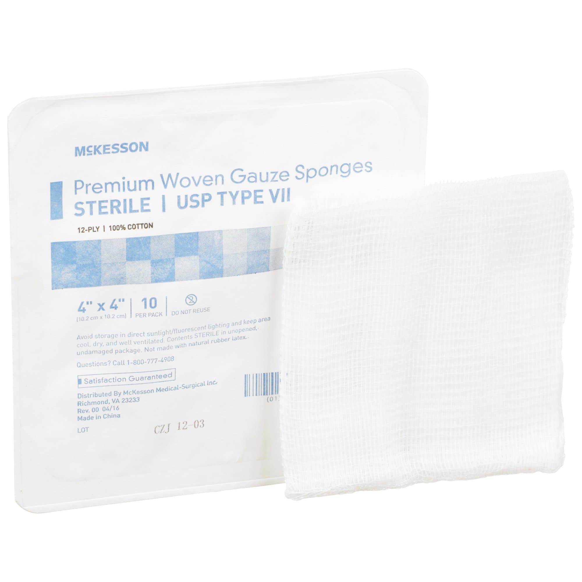 Picture of McKesson Sterile USP Type VII Gauze Sponge, 4 x 4 Inch, 12-Ply