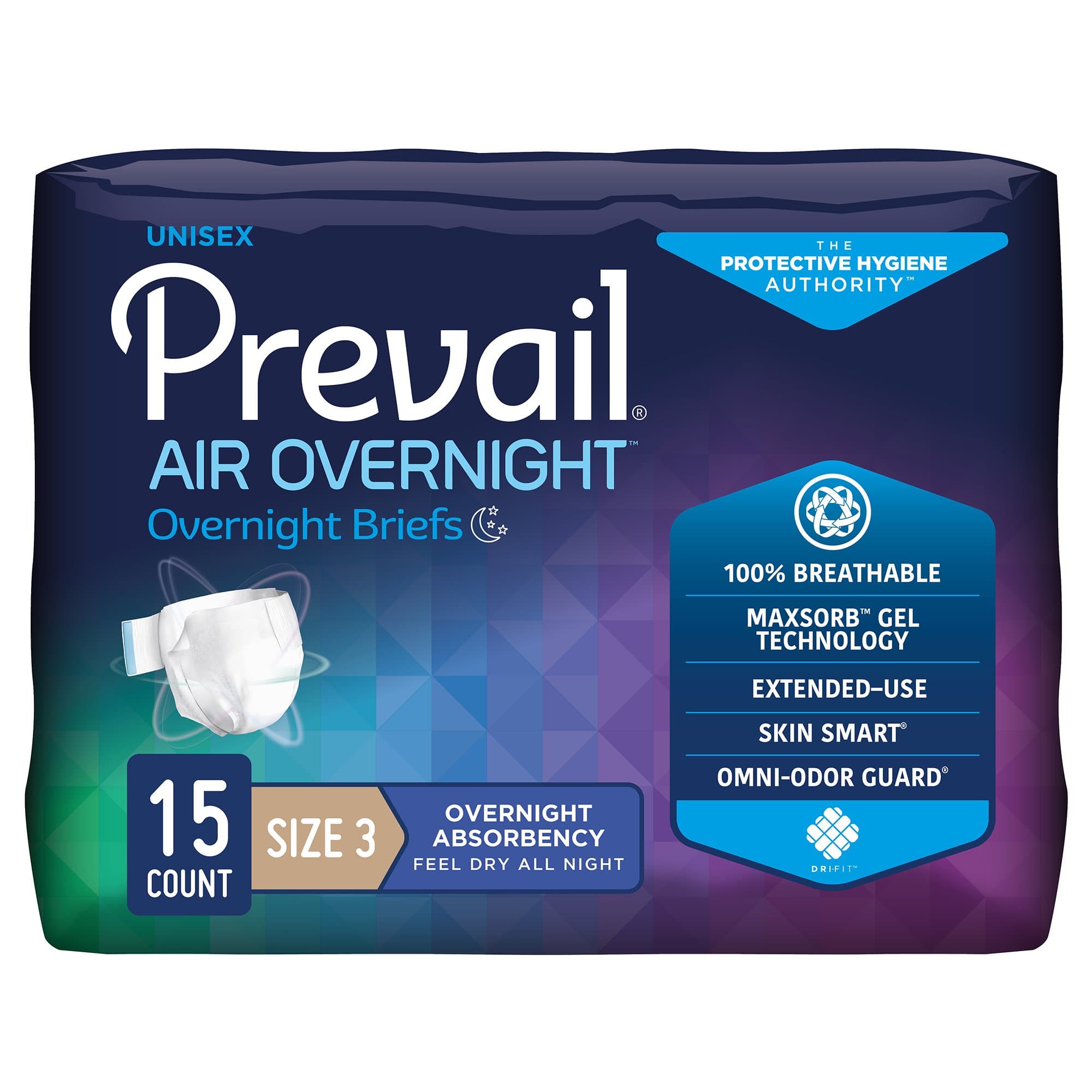 Picture of Prevail AirTM Overnight Briefs Overnight Absorbency, Size 3