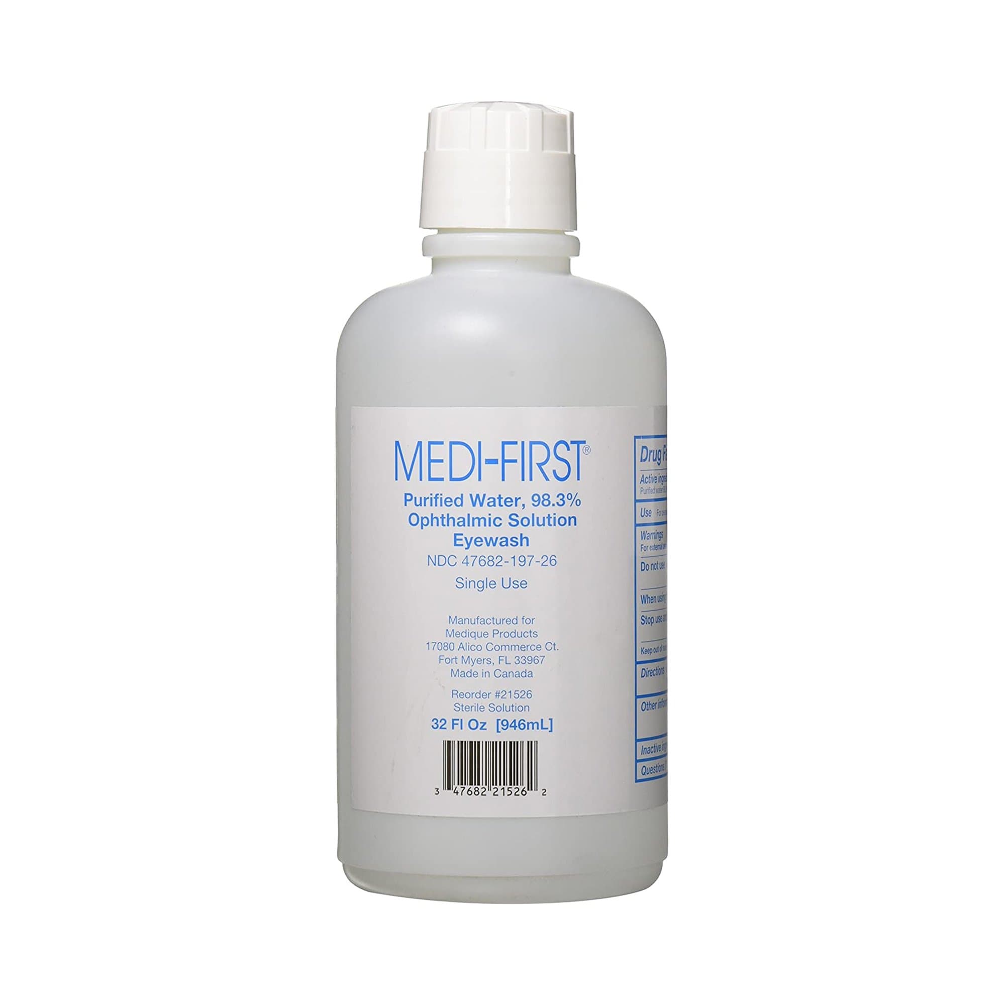 Picture of Medi-First 98.3% Purified Water Ophthalmic Solution Eyewash, 1-quart Bottle