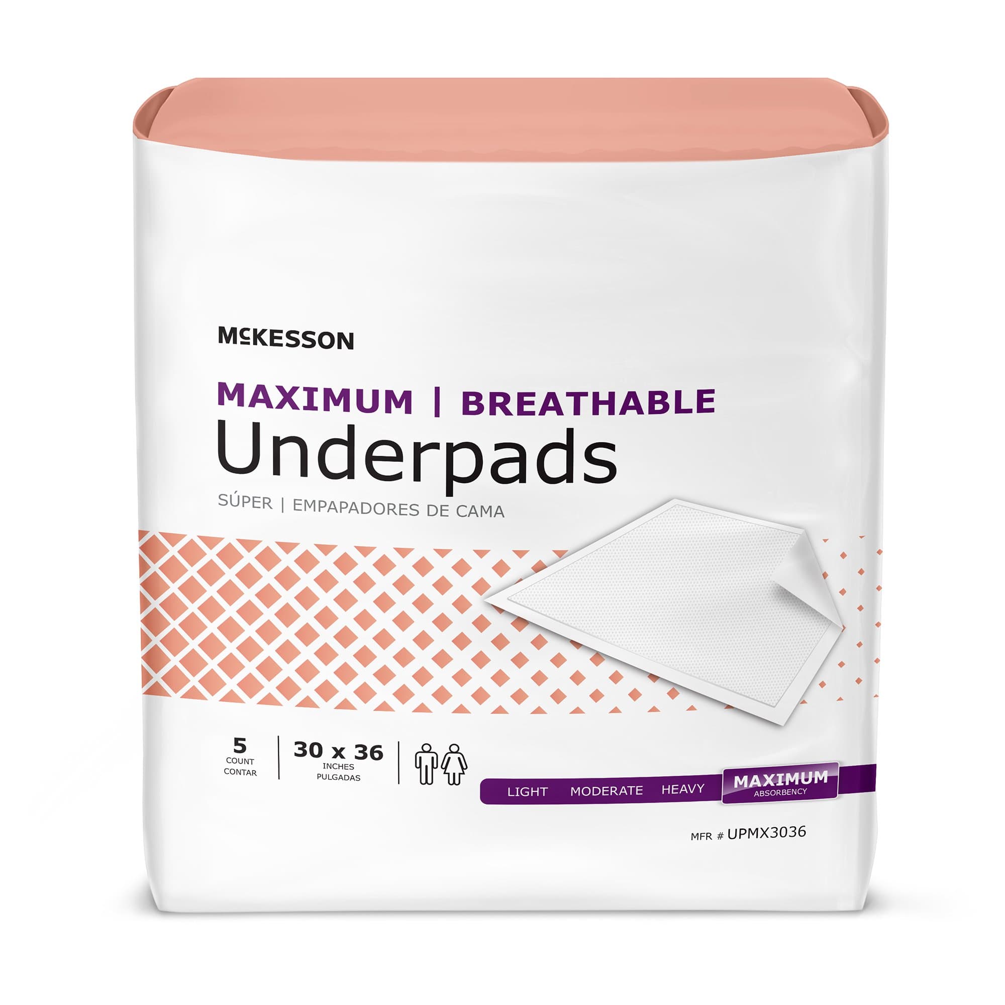 Picture of McKesson Ultimate Breathable Underpads, Heavy Absorbency, 30 x 36 Inch, White