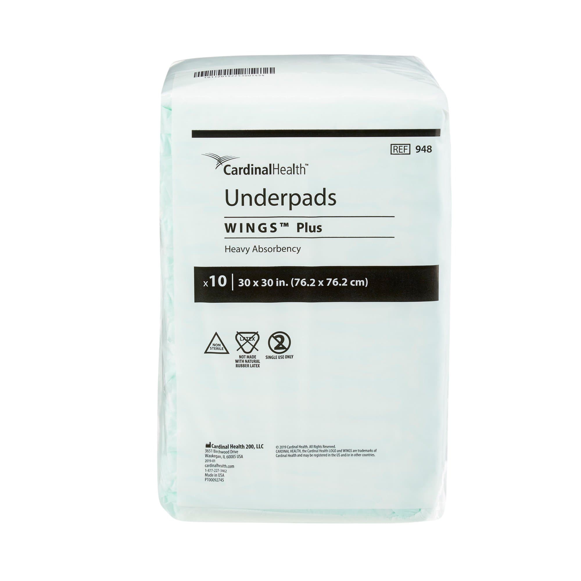 Picture of Wings Plus Underpads, Disposable, Heavy Absorbency, Beige, 30 X 30 Inch