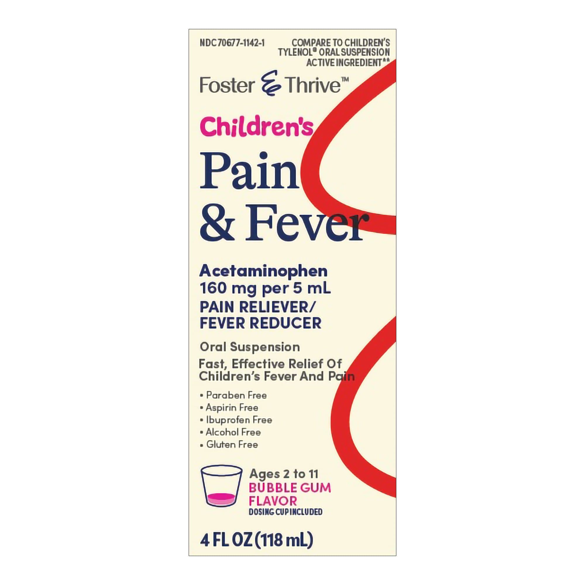 Picture of Foster & ThriveTM Children's Pain & Fever Acetaminophen Oral Suspension Bubblegum