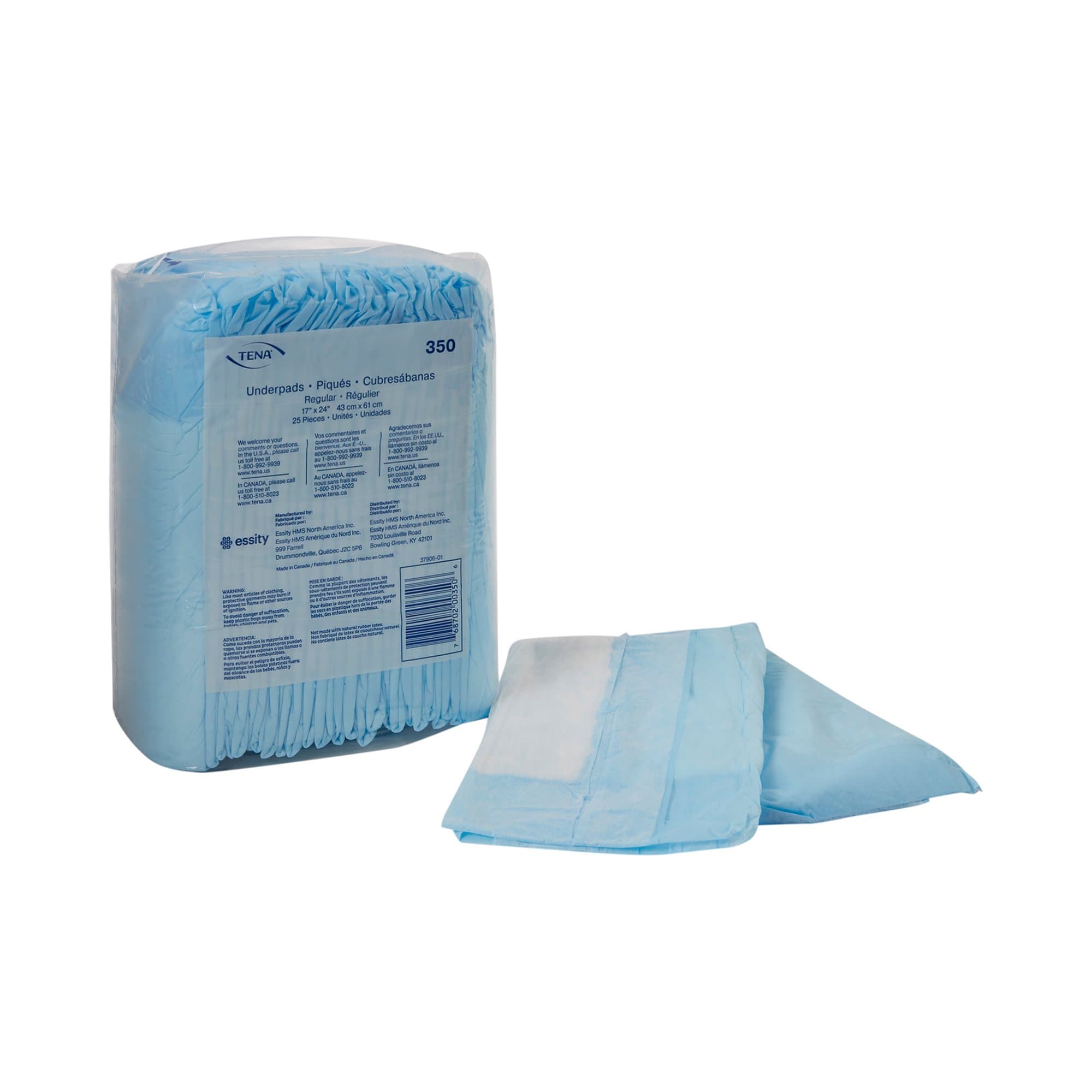 Picture of TENA Regular Underpads, Light Absorbency, Blue, Disposable, Latex-Free