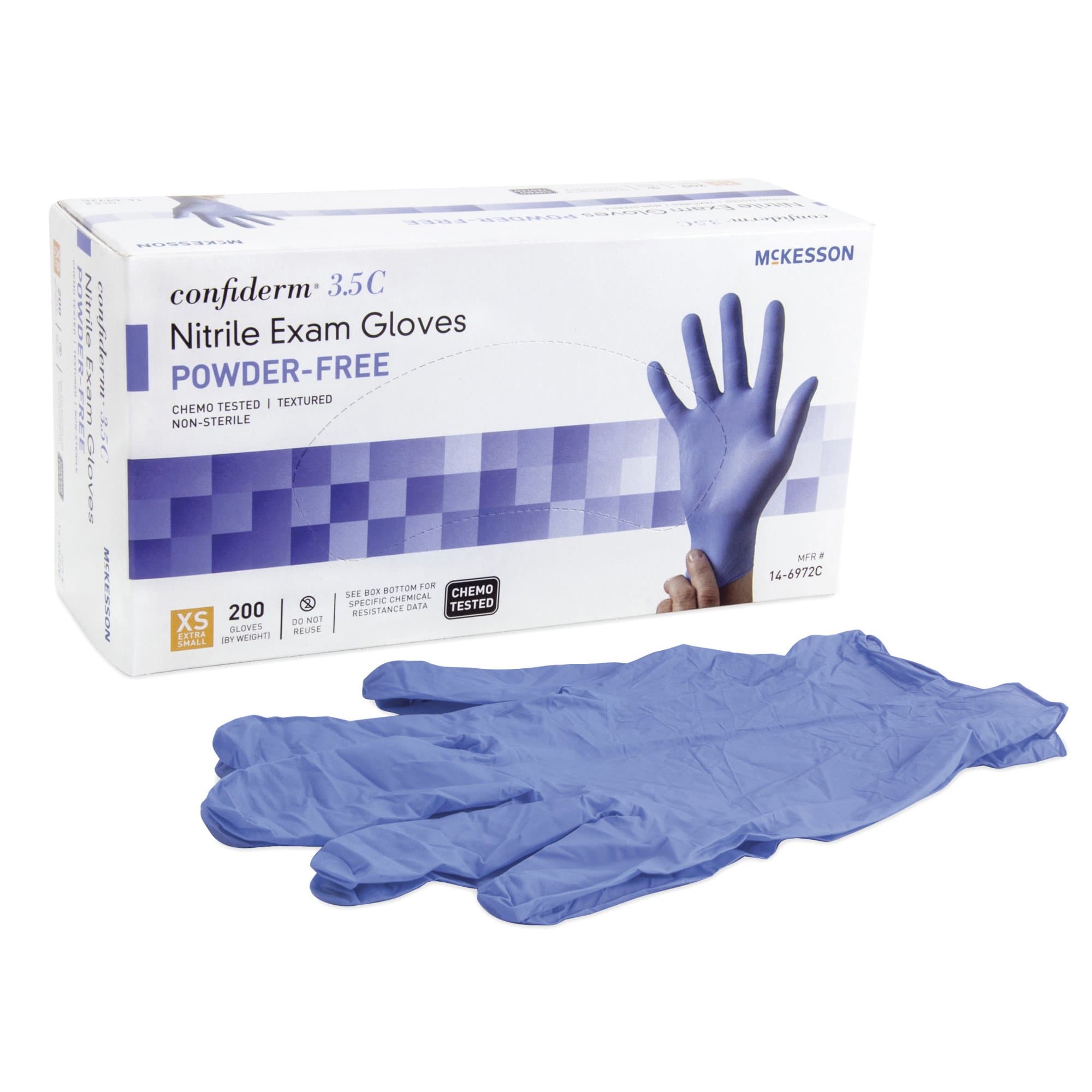 Picture of McKesson Confiderm 3.5C Nitrile Exam Glove, Extra Small, Blue