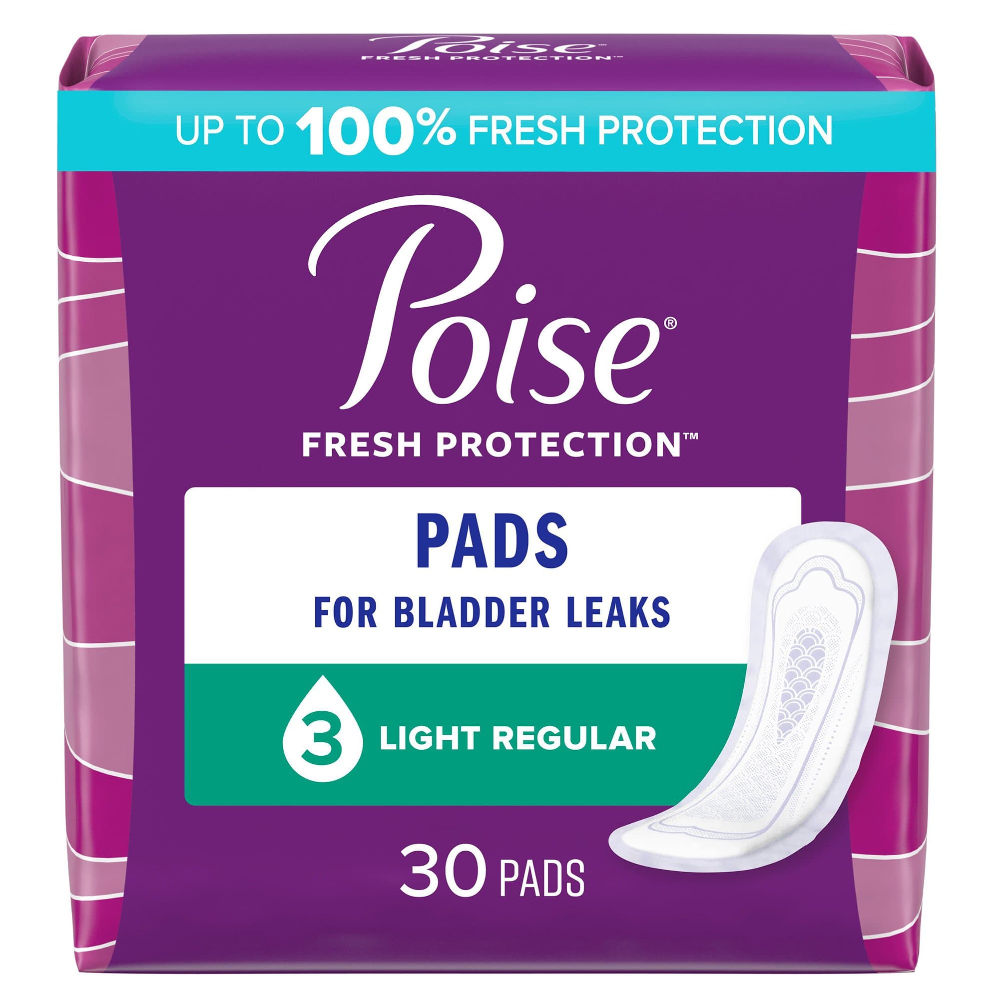 Picture of Poise Bladder Control Pads, Light Absorbency, Regular Length