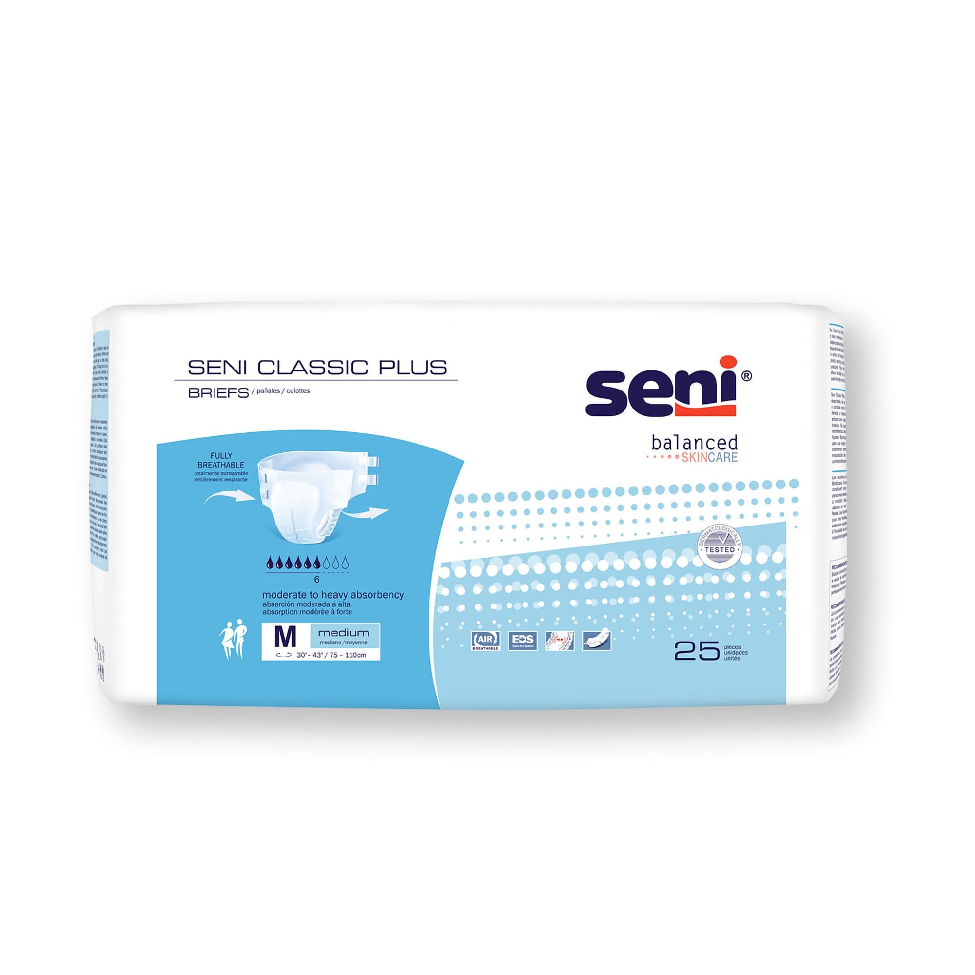 Picture of Seni Classic Plus Moderate to Heavy Absorbency Incontinence Brief, Medium
