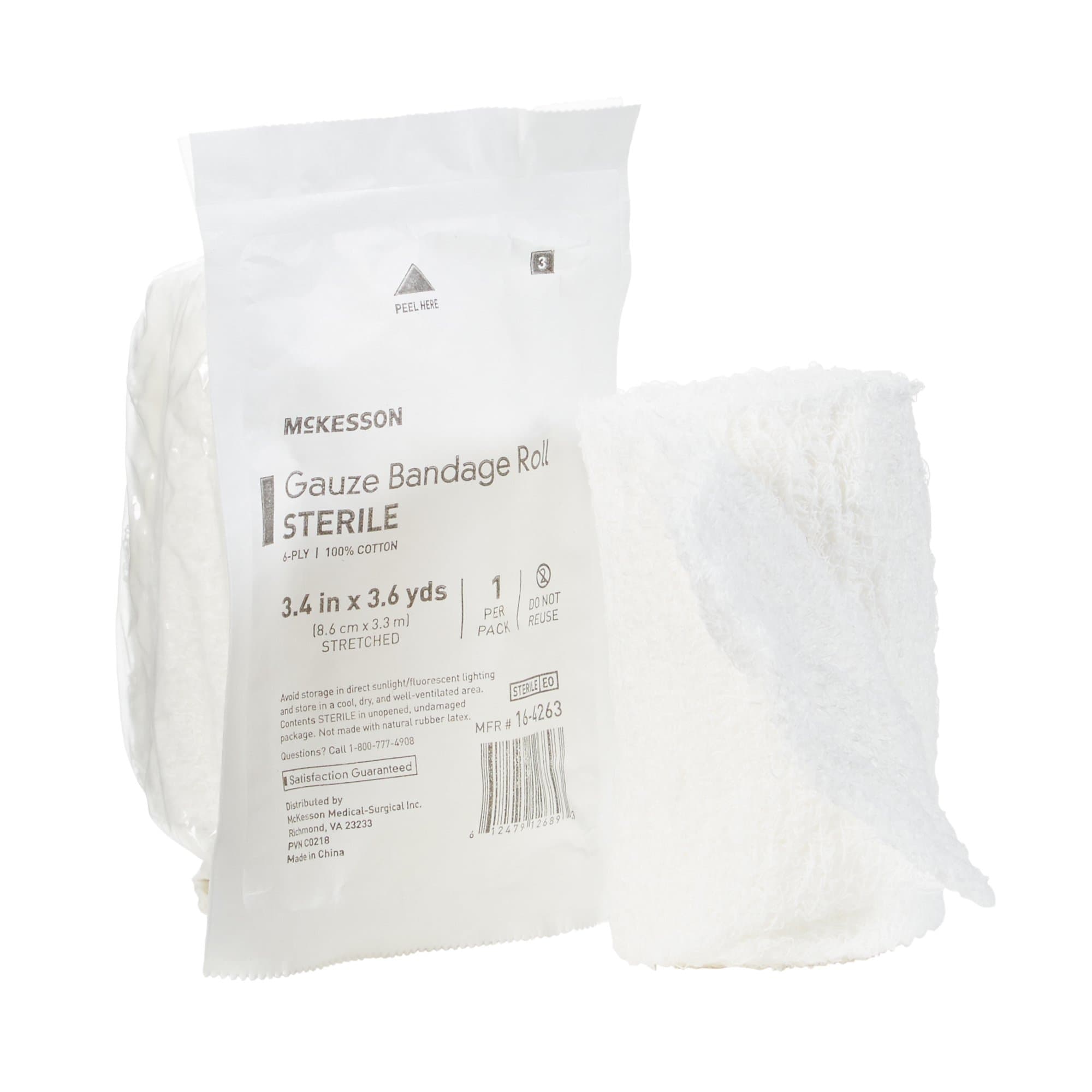 Picture of McKesson Sterile Fluff Bandage Roll, 3-2/5 Inch x 3-3/5 Yard, 6-Ply