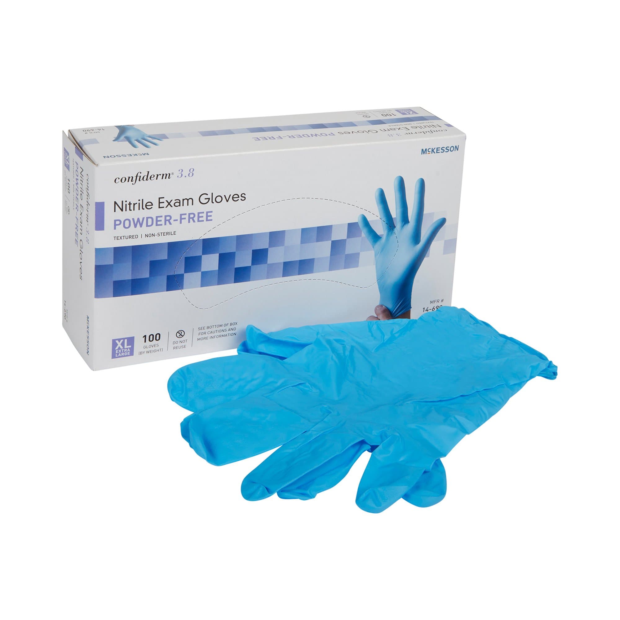 Picture of McKesson Confiderm 3.8 Nitrile Exam Glove, Extra Large, Blue