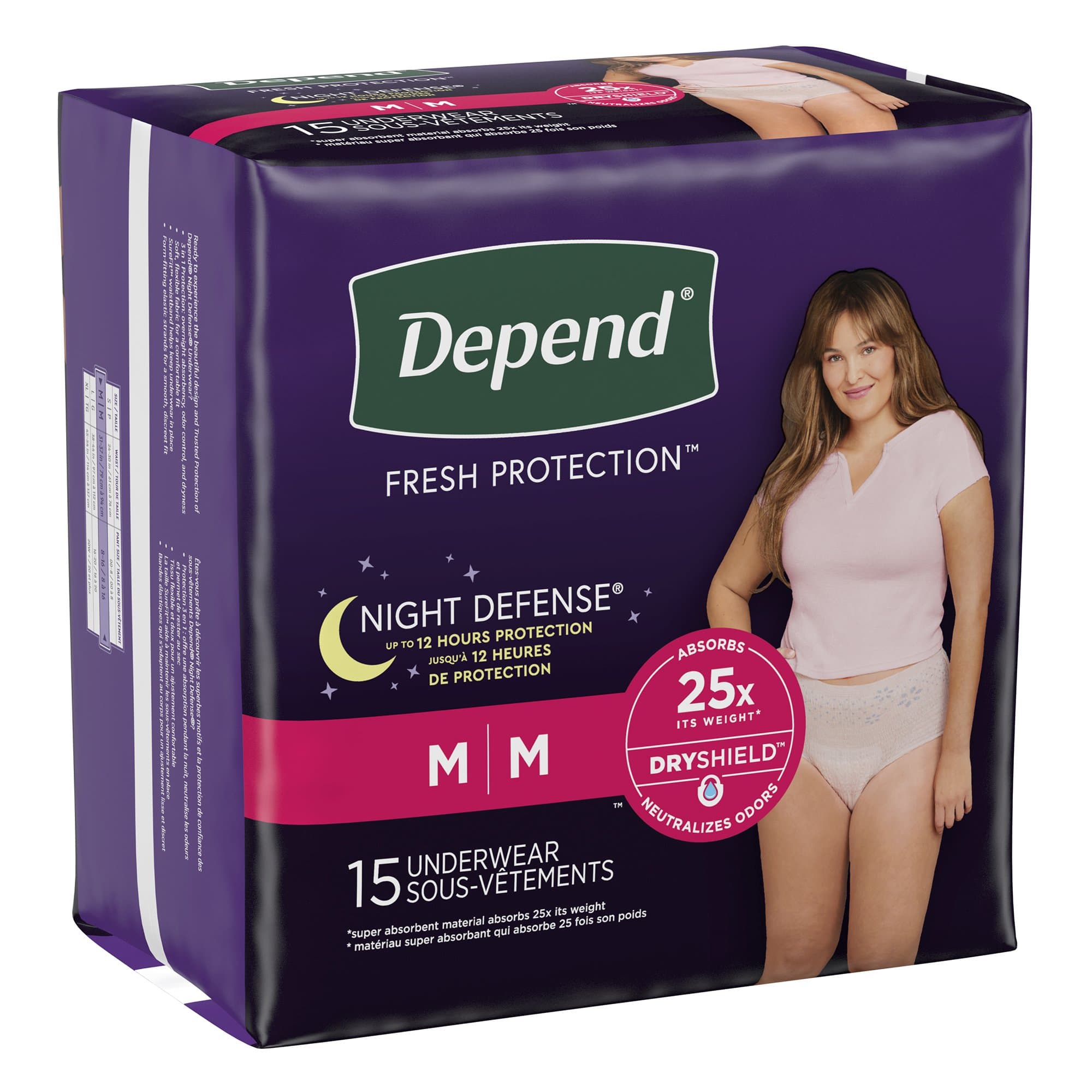 Picture of Depend Night Defense Women's Absorbent Underwear, Medium