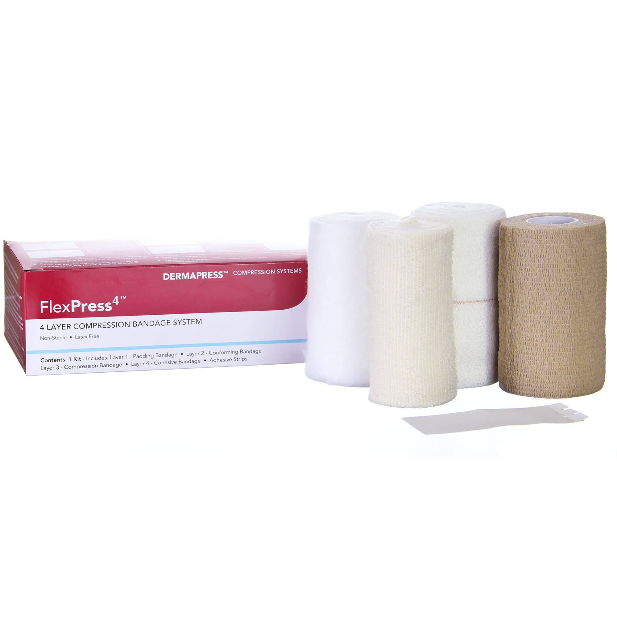 Picture of FlexPress4TM Self-adherent / Tape Closure 4 Layer Compression Bandage System