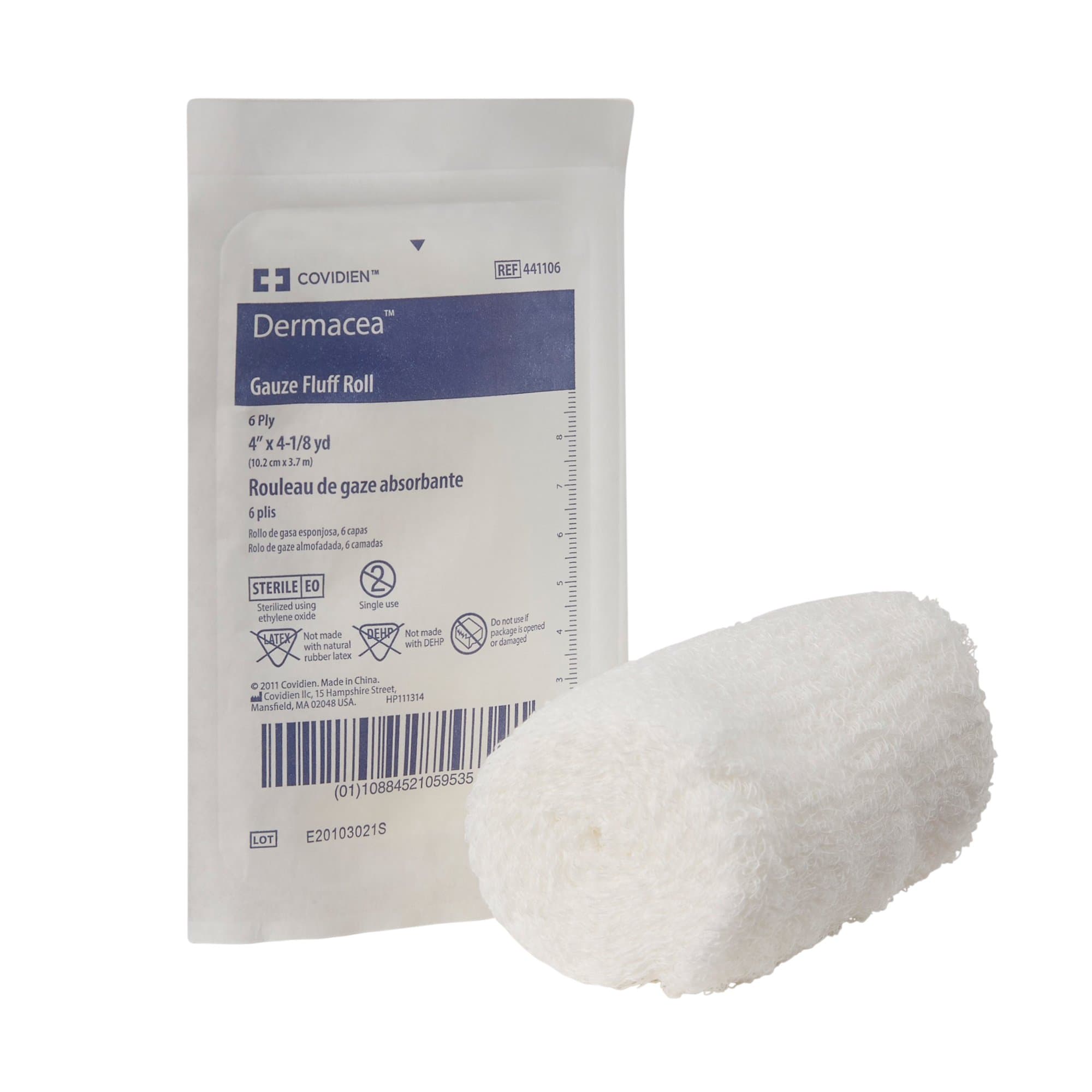 Picture of DermaceaTM Sterile Fluff Bandage Roll, 4 Inch x 4-1/8 Yard, 6-Ply