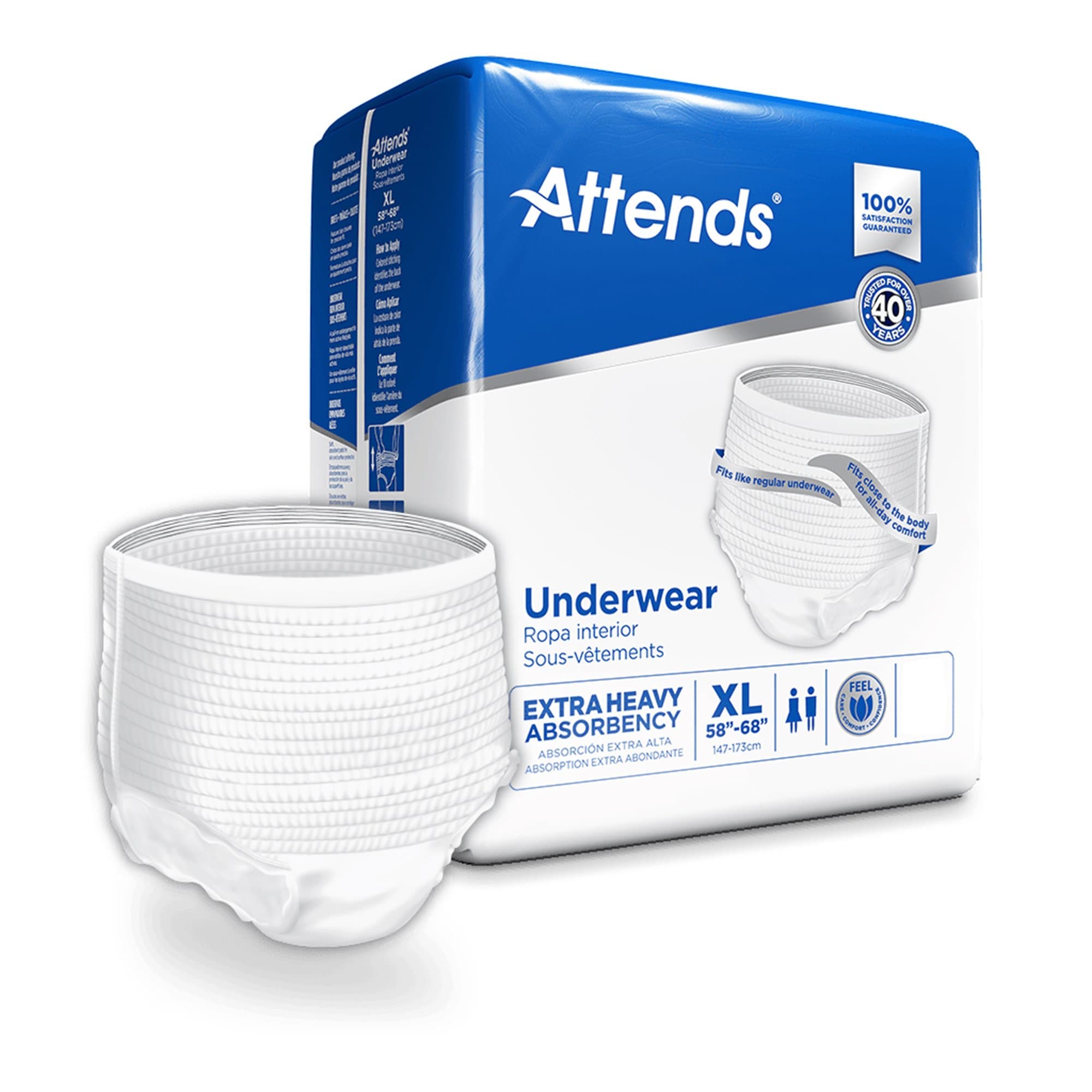 Picture of Attends Care Adult Absorbent Underwear, Heavy Absorbency, X-Large, White