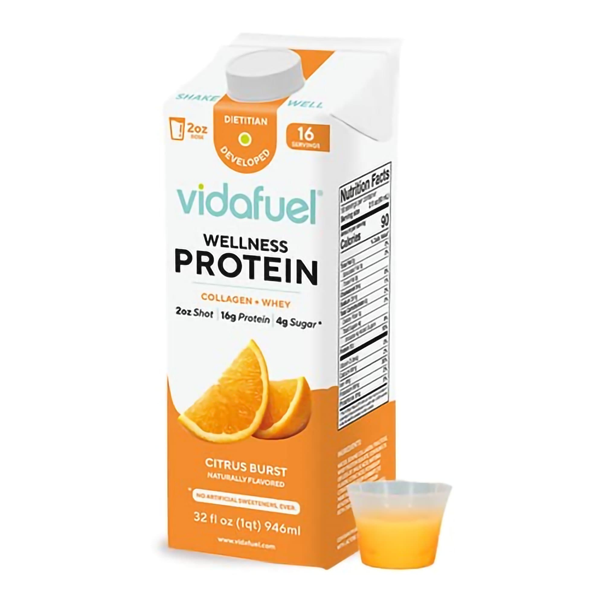 Picture of Vidafuel Wellness Protein Drink with Collagen and Whey, Orange Burst Flavor