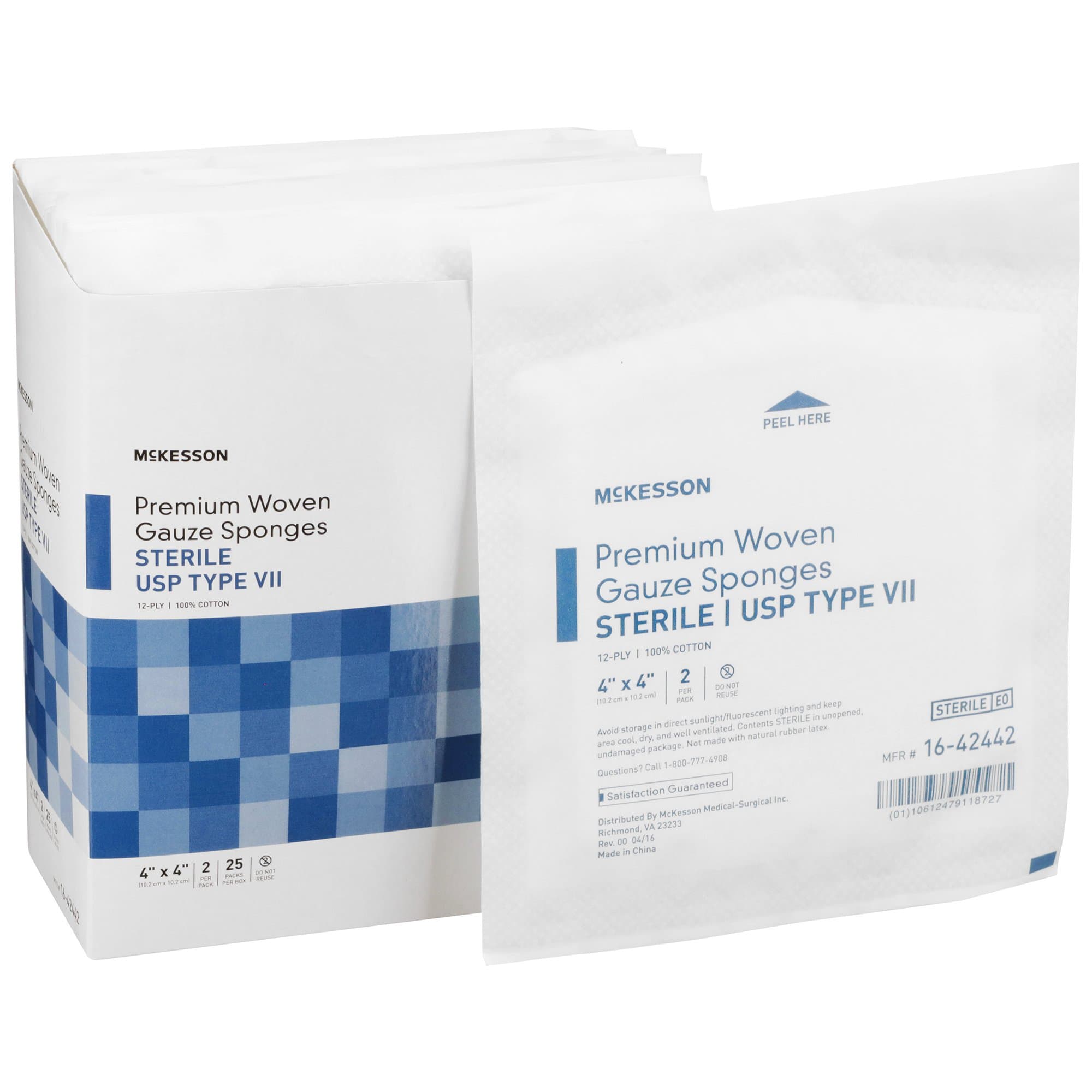 Picture of McKesson Sterile USP Type VII Gauze Sponge, 4 x 4 Inch, 12-Ply