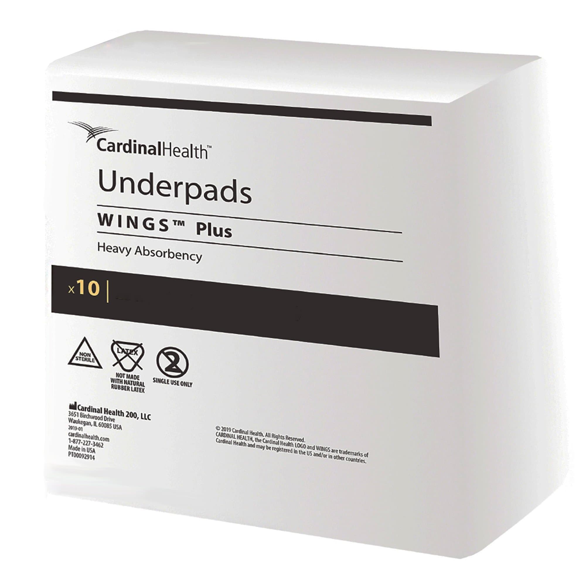 Picture of Wings Plus Underpads, Disposable, Heavy Absorbency, Beige, 30 X 30 Inch
