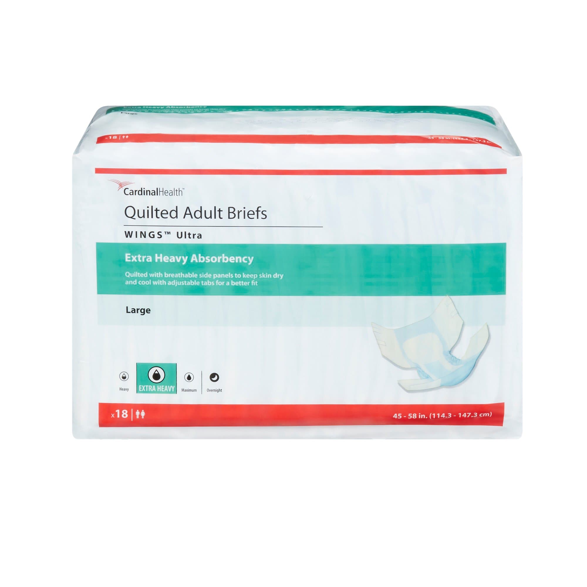 Picture of WingsTM Ultra Quilted Extra Heavy Absorbency Incontinence Brief, Large