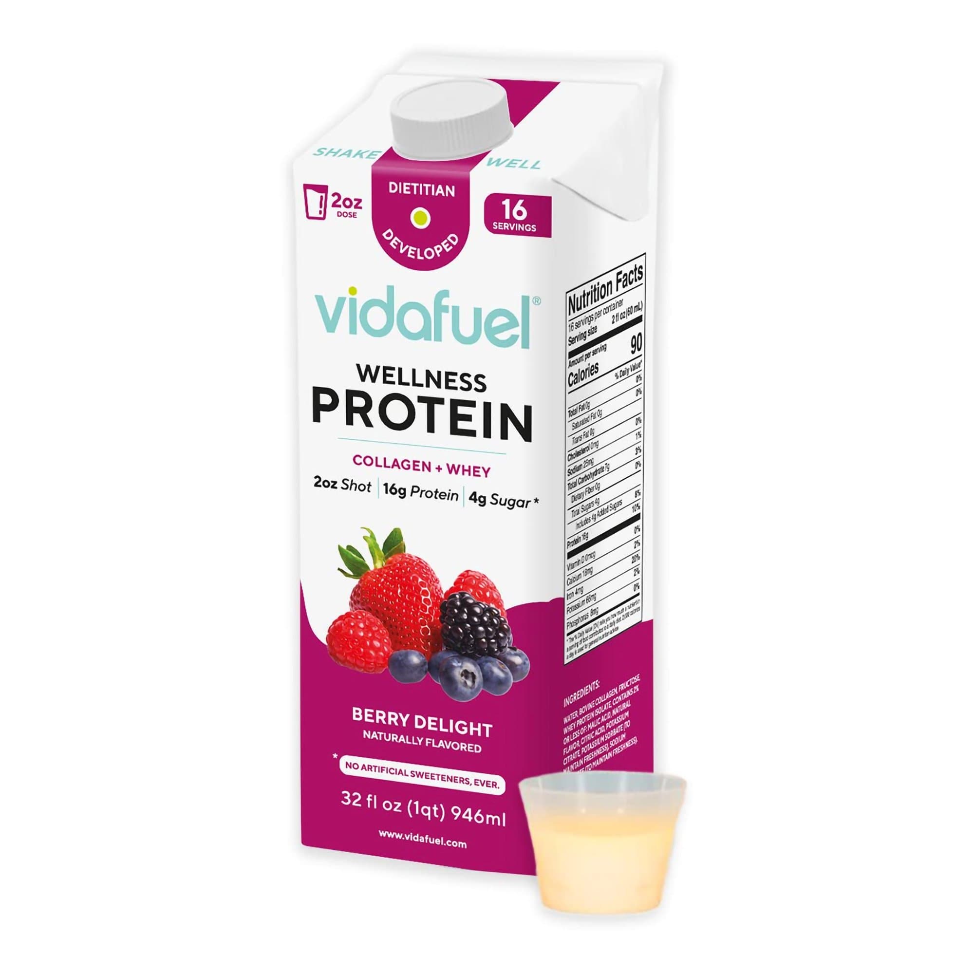 Picture of Vidafuel Wellness Protein Drink with Collagen and Whey, Berry Delight Flavor