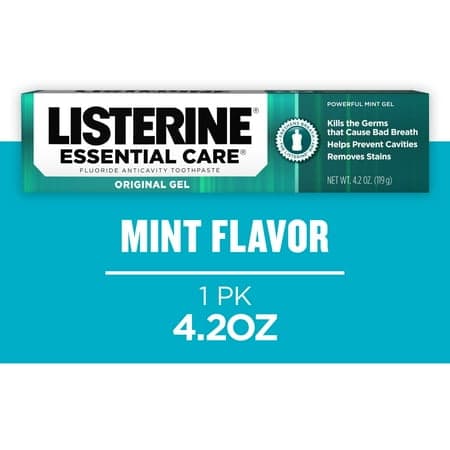Picture of Listerine Essential Care Original Gel Fluoride Mint Toothpaste For Oral Care, 4.2 oz