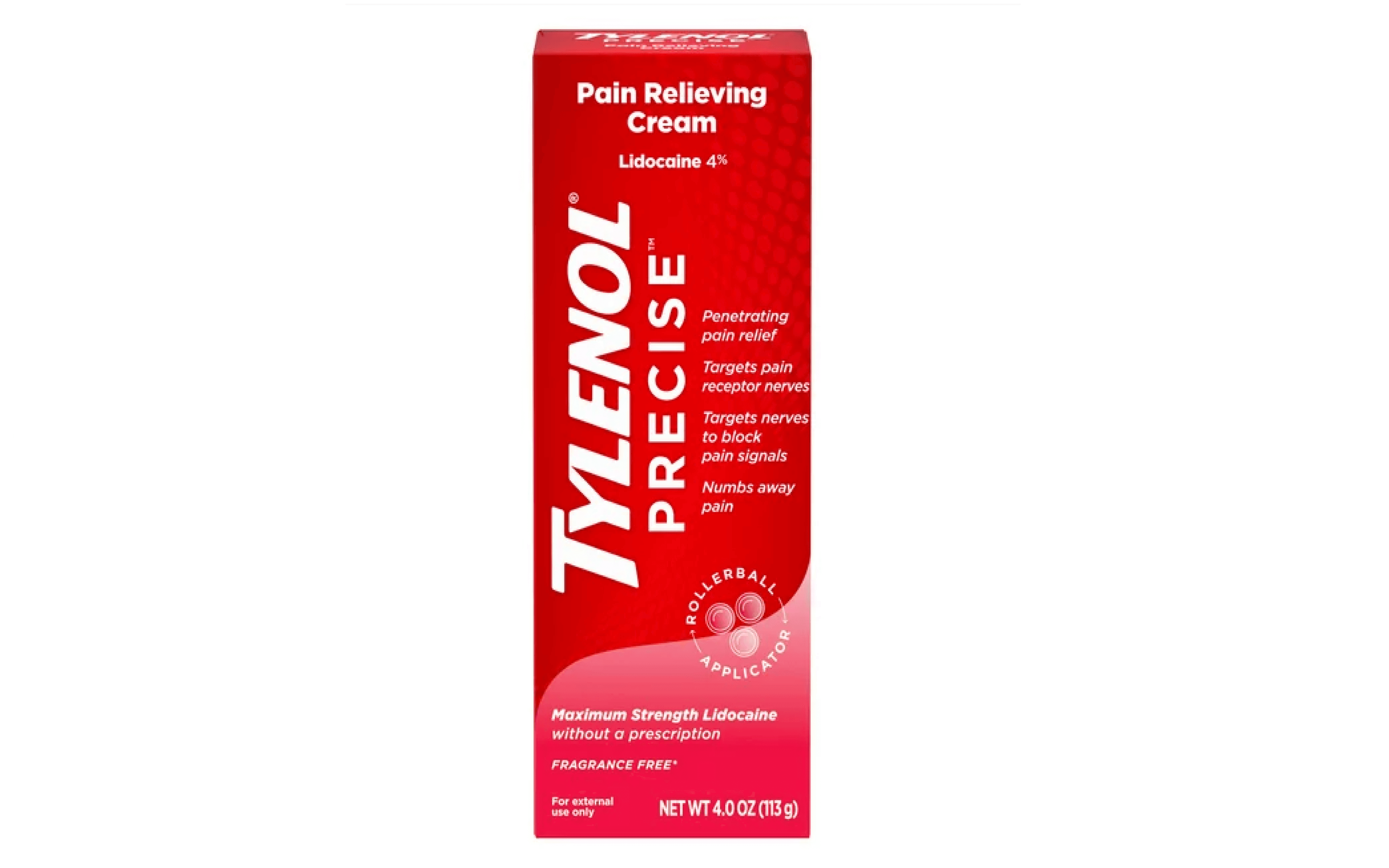 Picture of Tylenol Precise Maximum Strength 4% Lidocaine Pain Relieving Cream, 4oz