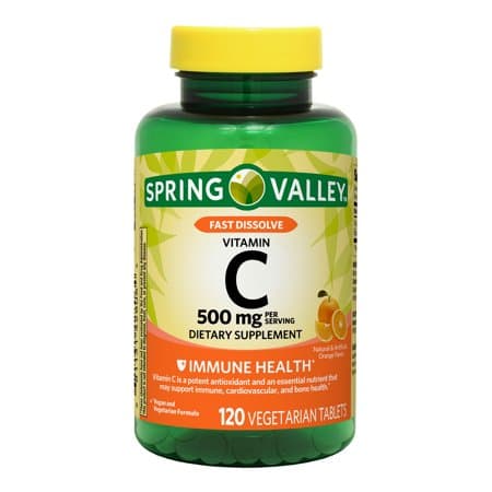 Picture of Spring Valley Fast Dissolve Vitamin C Vegetarian Tablets, Orange Flavor, 500 mg, 120 Ct
