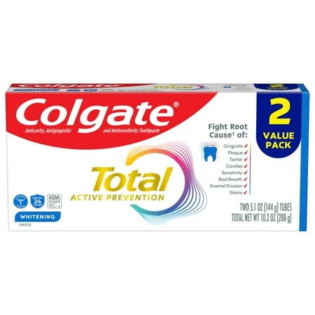 Picture of Colgate Total Active Prevention Whitening Toothpaste, Mint, 2 Pack, 5.1 oz