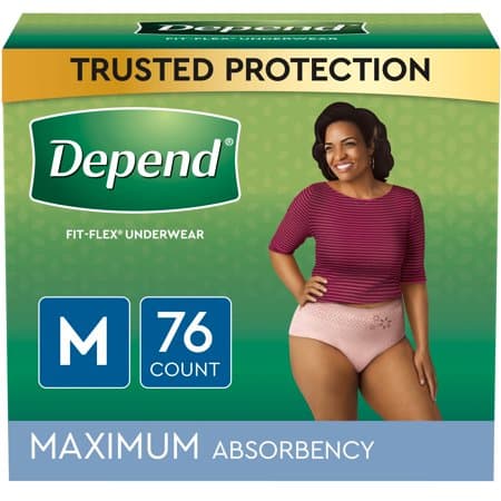 Picture of Depend Fresh Protection Adult Incontinence Underwear for Women, Maximum, M, Blush, 76Ct