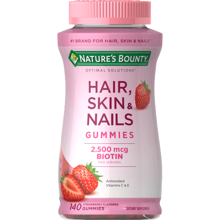 Picture of Nature's Bounty Hair, Skin and Nails Vitamin Gummies with Biotin, Strawberry, 140ct
